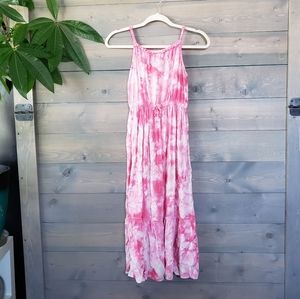 Girls pink tie dye maxi dress